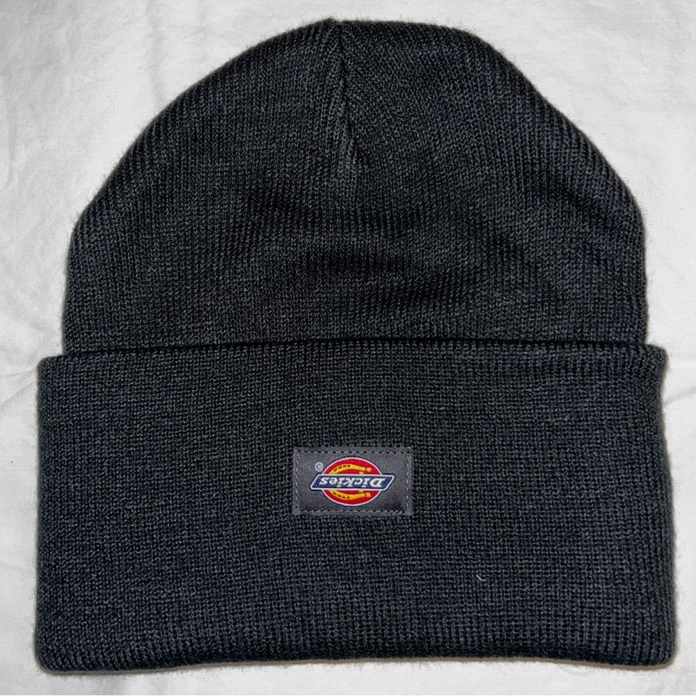 Dark Gray Cuffed Dickie’s Beanie - One Size - Dickies tag sewn on upside down